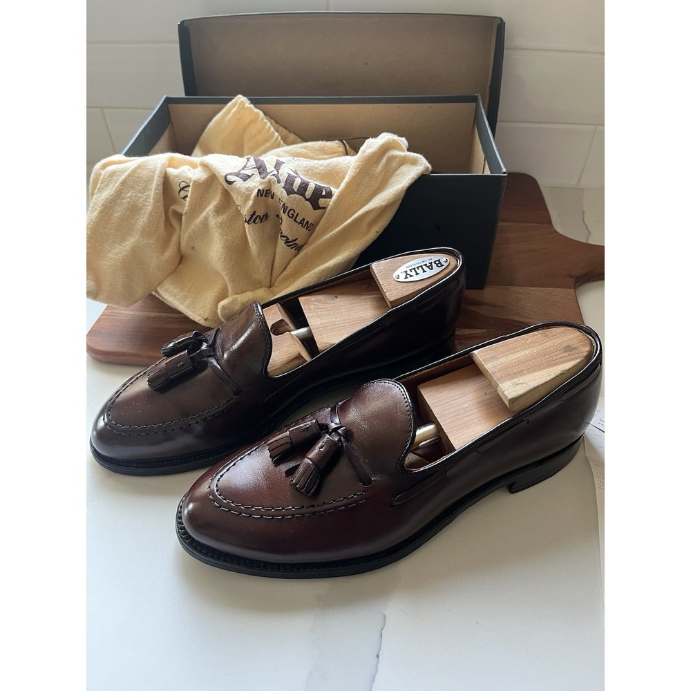 Alden Men's Tassel Mocc 8.5D Dark Brown Leather Box 561 Dust Bags Reciept Bally